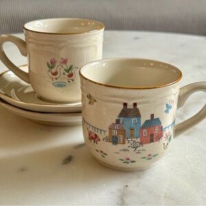 2/sets of International Stoneware Mugs/Saucers